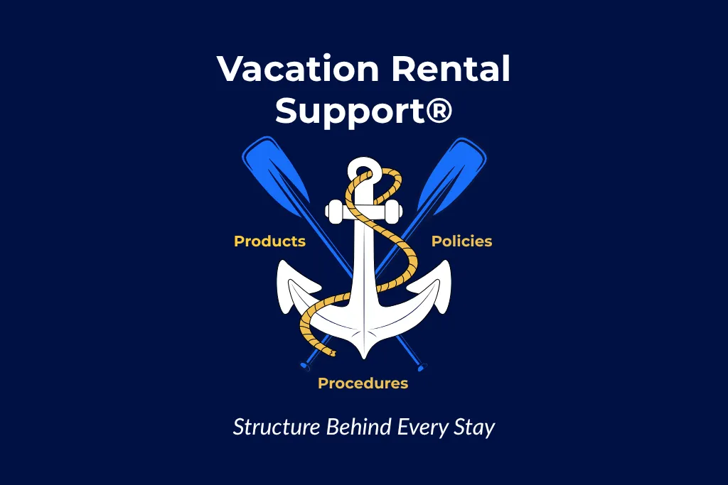 Vacation Rental Support® logo representing operational structure for vacation rentals through systems, tools, and oversight.